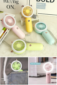 TechnoSmart Mini El Fanı Usb Şarjlı Led Işıklı Taşınabilir Ergonomik Tasarımlı