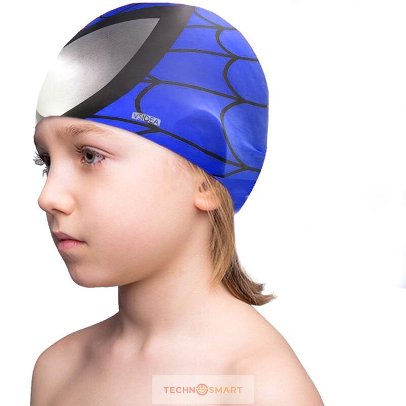 TechnoSmart Çocuk Havuz Deniz Bonesi Silikon Esnek Hafif Yüzücü Su Geçirmez Mavi