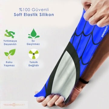 TechnoSmart Çocuk Havuz Deniz Bonesi Silikon Esnek Hafif Yüzücü Su Geçirmez Mavi