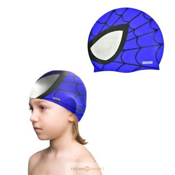 TechnoSmart Çocuk Havuz Deniz Bonesi Silikon Esnek Hafif Yüzücü Su Geçirmez Mavi