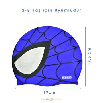 TechnoSmart Çocuk Havuz Deniz Bonesi Silikon Esnek Hafif Yüzücü Su Geçirmez Mavi