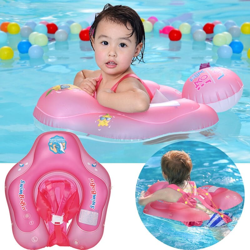 TechnoSmart Çocuklar için Yüzme Simidi Bebekler için Uygun Bel Omuz Korumalı Güvenli Pembe - S