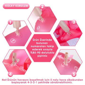 TechnoSmart Çocuklar için Yüzme Simidi Bebekler için Uygun Bel Omuz Korumalı Güvenli Pembe - S