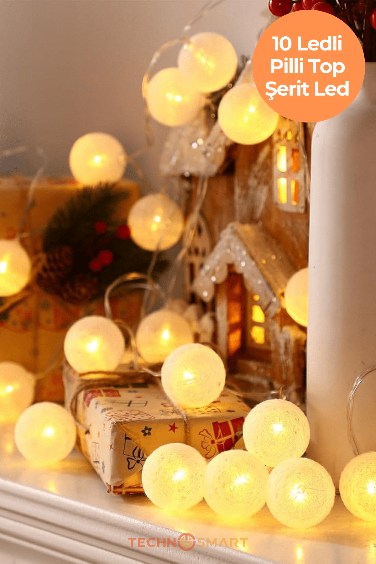 Technosmart 10 LED Pilli Dekoratif Top Işık Zinciri
