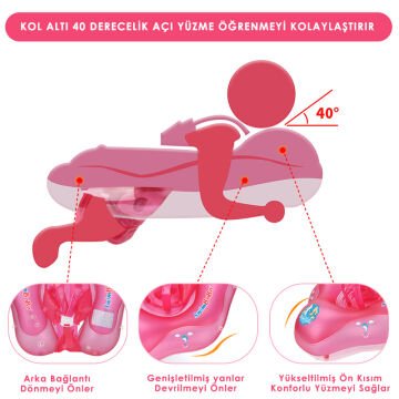 TechnoSmart Çocuklar için Yüzme Simidi Bebekler için Uygun Bel Omuz Korumalı Güvenli Pembe - M