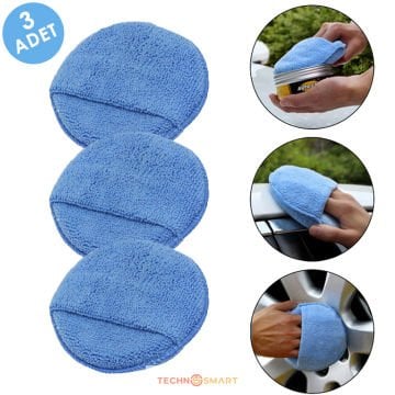 TechnoSmart 3Adet Mikrofiber Araba Yıkama Süngeri Temizleme Oto Bakım Yıkama Bezi Havlu