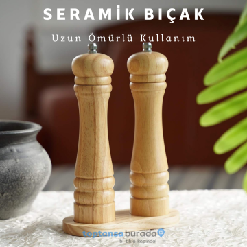 TechnoSmart 2li Doğal Ahşap Değirmen Karabiber Tuz Kahve Baharat Öğütücü Manuel El Değirmeni