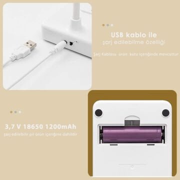 TechnoSmart Usb Şarjlı Beyaz Telefon Tutucu Masa Lambası Farklı Renk Seçenekli Şık Gece Lambası Ofis