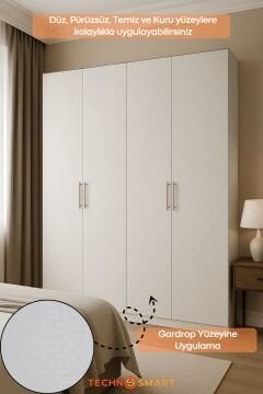 Technosmart 60cmx500cm Kendinden Yapışkanlı Desenli Beyaz PVC Kaplama