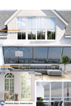 90x100 cm Aynalı Cam Filmi Silver Silver Statik UV Güneş Koruyucu Cam Kaplama