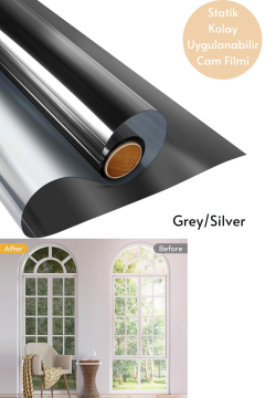 60x100 cm Grey Silver Aynalı Cam Filmi Statik UV Güneş Koruyucu Cam Kaplama