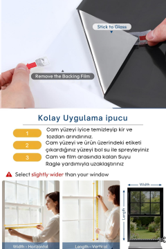 60x100 cm Grey Silver Aynalı Cam Filmi Statik UV Güneş Koruyucu Cam Kaplama