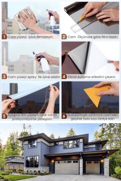 50x100 cm Grey Silver Aynalı Cam Filmi Statik UV Güneş Koruyucu Cam Kaplama