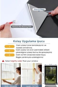 90x100 cm Grey Silver Aynalı Cam Filmi Statik UV Güneş Koruyucu Cam Kaplama