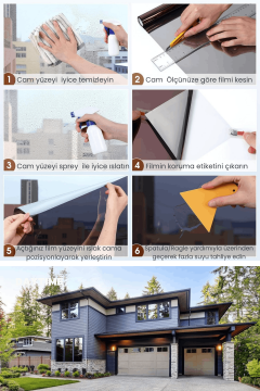 60x100 cm Blue Silver Aynalı Cam Filmi Statik UV Güneş Koruyucu Cam Kaplama