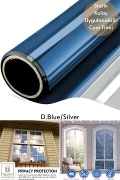 90x100 cm Blue Silver Aynalı Cam Filmi Statik UV Güneş Koruyucu Cam Kaplama