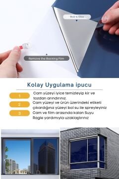 90x100 cm Blue Silver Aynalı Cam Filmi Statik UV Güneş Koruyucu Cam Kaplama