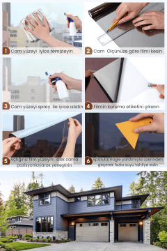 60x100 cm Brown Silver Aynalı Cam Filmi Statik UV Güneş Koruyucu Cam Kaplama