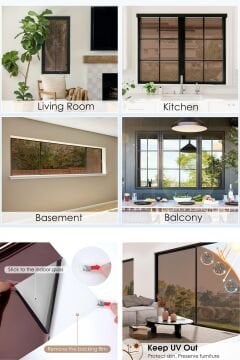 75x100 cm Brown Silver Aynalı Cam Filmi Statik UV Güneş Koruyucu Cam Kaplama