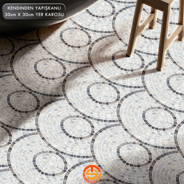 TechnoSmart 30cm×30cm Kendinden Yapışkanlı LVT Zemin ve Duvar Kaplama Mutfak Banyo Karo Sticker