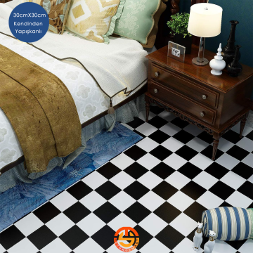 TechnoSmart 30cm×30cm Kendinden Yapışkanlı LVT Zemin ve Duvar Kaplama Mutfak Banyo Karo Sticker