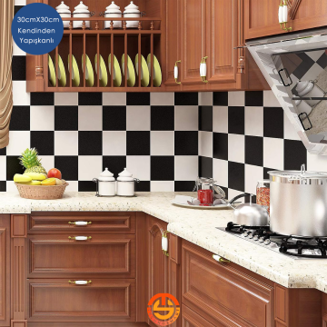 TechnoSmart 30cm×30cm Kendinden Yapışkanlı LVT Zemin ve Duvar Kaplama Mutfak Banyo Karo Sticker