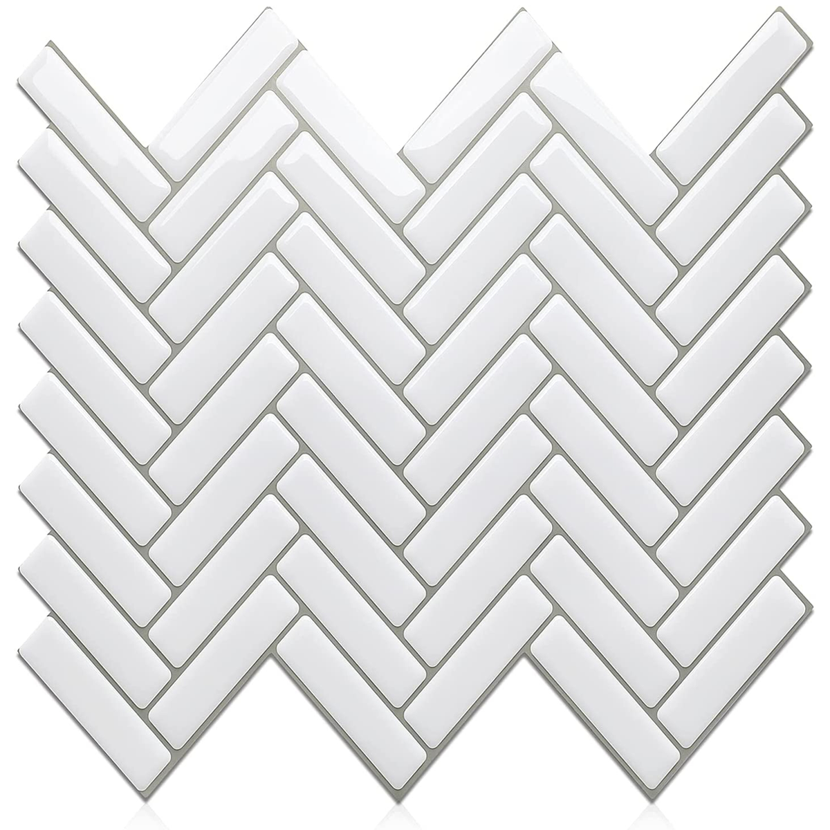 TechnoSmart 3D Kendinden Yapışkanlı 30×30cm Kaplama Balıksırtı Beyaz Duvar Sticker Mutfak Banyo