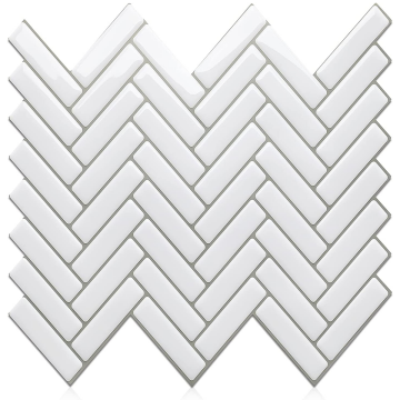 TechnoSmart 3D Kendinden Yapışkanlı 30×30cm Kaplama Balıksırtı Beyaz Duvar Sticker Mutfak Banyo