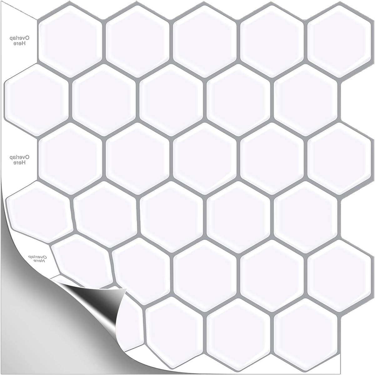 TechnoSmart 3D Kendinden Yapışkanlı 30×30cm Kaplama Balpeteği Beyaz Duvar Sticker Mutfak Banyo