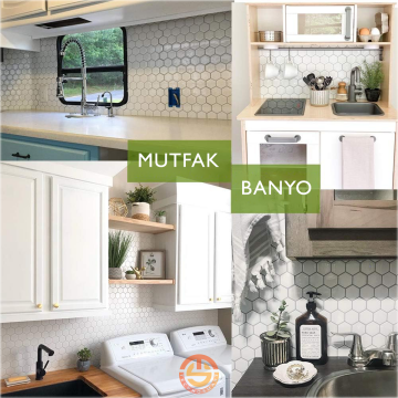 TechnoSmart 3D Kendinden Yapışkanlı 30×30cm Kaplama Balpeteği Beyaz Duvar Sticker Mutfak Banyo