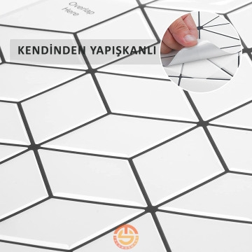 TechnoSmart 3D Kendinden Yapışkanlı 30cm×30cm Kaplama Prizma Beyaz PVC Duvar Sticker Mutfak Banyo