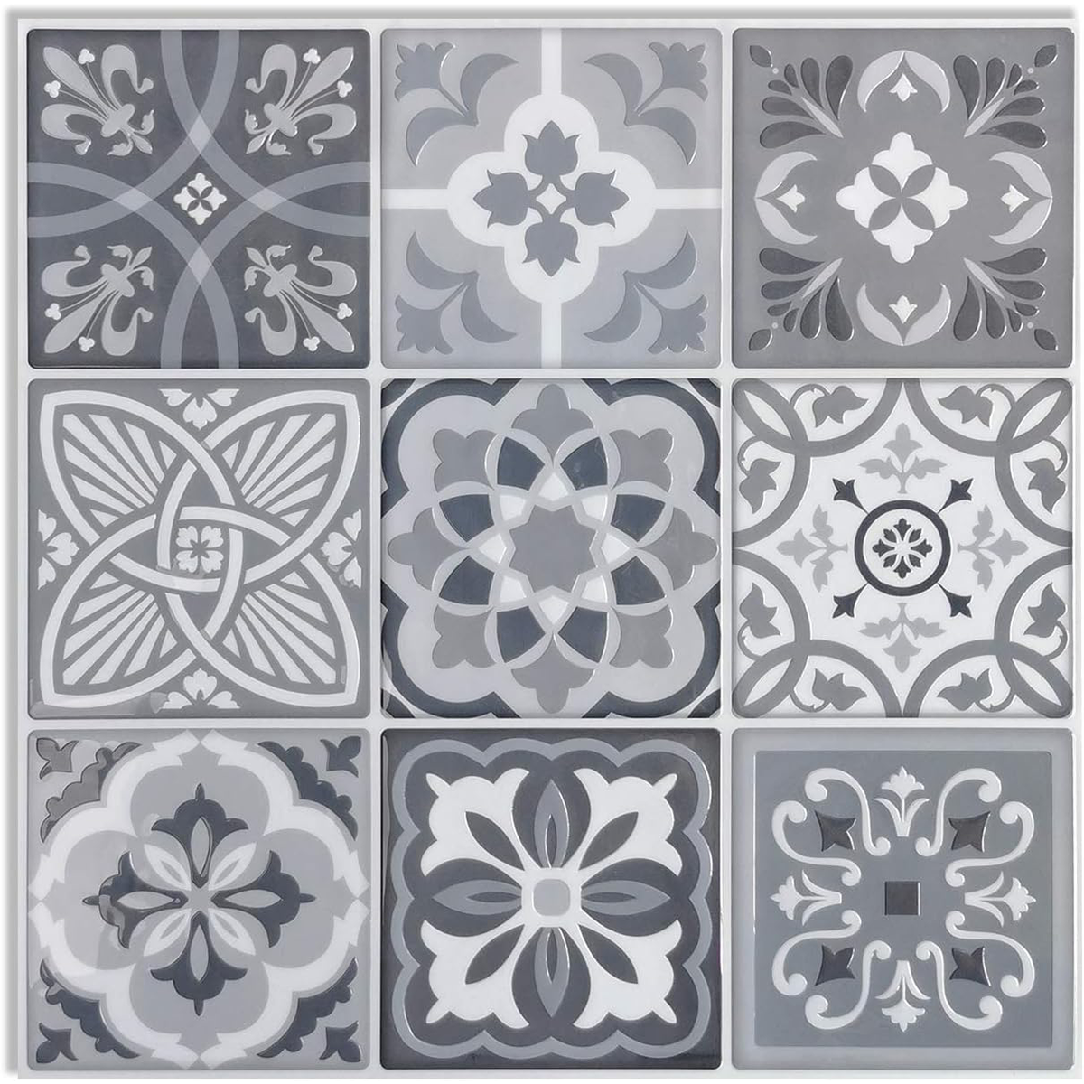 TechnoSmart 3D Kendinden Yapışkanlı 30cm×30cm Kaplama Seramik Görünüm PVC Duvar Sticker Mutfak Banyo