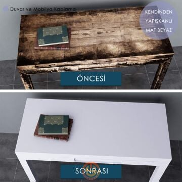 TechnoSmart 60cm×500cm Kendinden Yapışkanlı Mat Görünümlü Duvar Kağıdı Mutfak Dolap Masa Kaplama Beyaz