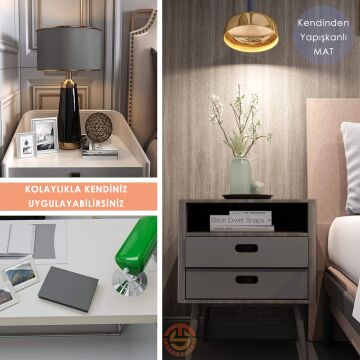 TechnoSmart 60cm×500cm Kendinden Yapışkanlı Mat Görünümlü Duvar Kağıdı Mutfak Dolap Masa Kaplama Antrasit