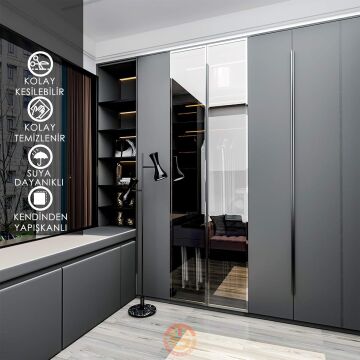 TechnoSmart 60cm×500cm Kendinden Yapışkanlı Mat Görünümlü Duvar Kağıdı Mutfak Dolap Masa Kaplama Antrasit