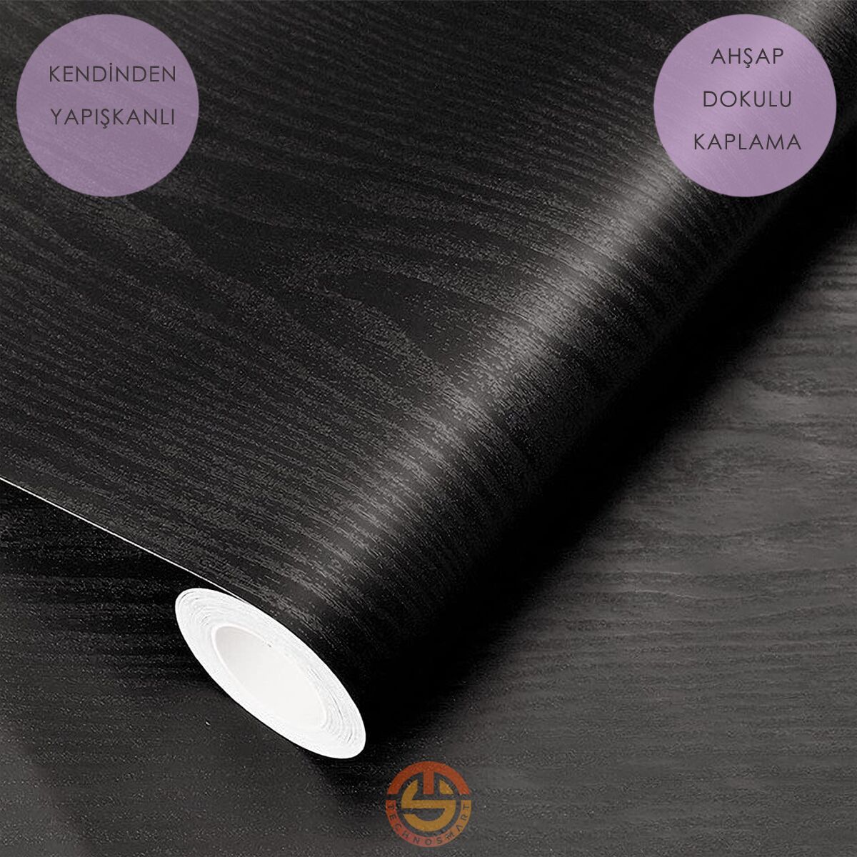 TechnoSmart 60cm×500cm Kendinden Yapışkanlı Ahşap Görünümlü Kaplama Kağıdı Mutfak Dolap Masa Duvar