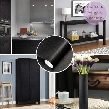 TechnoSmart 60cm×500cm Kendinden Yapışkanlı Ahşap Görünümlü Kaplama Kağıdı Mutfak Dolap Masa Duvar