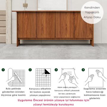 TechnoSmart 60cm×500cm Kendinden Yapışkanlı Ahşap Görünümlü Kaplama Kağıdı Mutfak Dolap Masa Duvar Kahverengi
