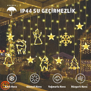 TechnoSmart Yılbaşı ve Özel Gün için Perde Led 8 Modlu Eklenebilir Fişli Dekoratif Süsleme