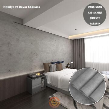 TechnoSmart 60cm×500cm Kendinden Yapışkanlı Çimento Görünümlü Duvar Kağıdı Dolap Masa Tezgah Kaplama