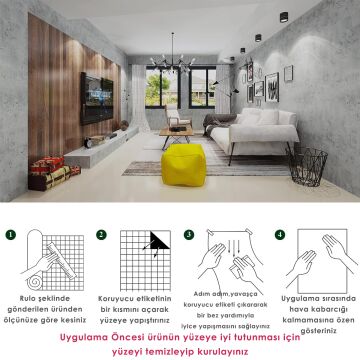 TechnoSmart 60cm×500cm Kendinden Yapışkanlı Çimento Görünümlü Duvar Kağıdı Dolap Masa Tezgah Kaplama Gri