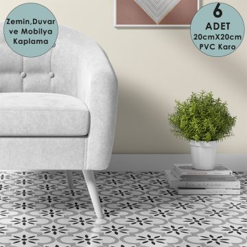 TechnoSmart 6Adet 20cm×20cm Kendinden Yapışkanlı Duvar Kaplama Mutfak Banyo PVC Sticker Dekorasyon