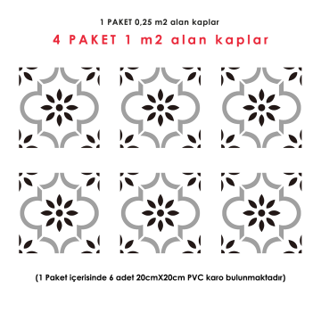 TechnoSmart 6Adet 20cm×20cm Kendinden Yapışkanlı Duvar Kaplama Mutfak Banyo PVC Sticker Dekorasyon
