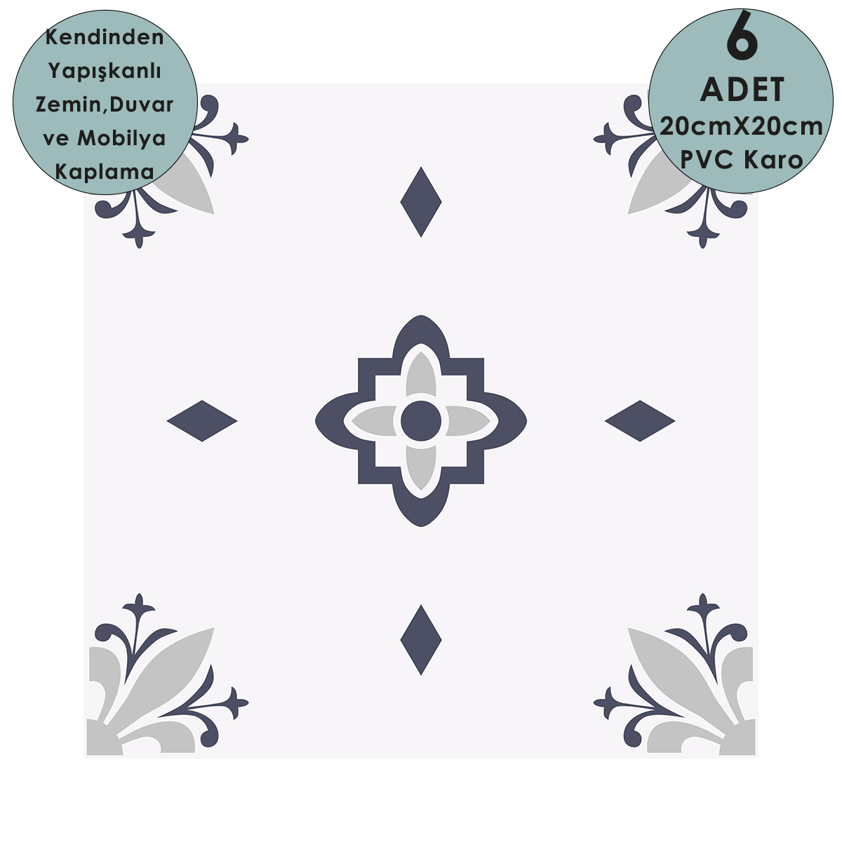 TechnoSmart 6Adet 20cm×20cm Kendinden Yapışkanlı Duvar Kaplama Mutfak Banyo PVC Sticker Dekorasyon