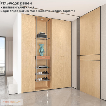 TechnoSmart 60×500cm Kendinden Yapışkanlı Doğal Ahşap Dokulu Kaplama Kağıdı Mutfak Dolap Masa Duvar