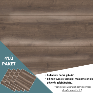 TechnoSmart 4 Adet 30cm×30cm Kendinden Yapışkanlı LVT Zemin Duvar Kaplama Mutfak Banyo Karo Sticker