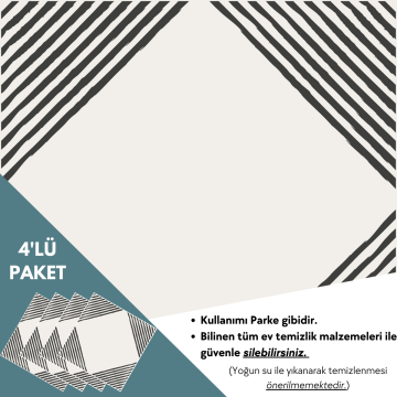 TechnoSmart 4 Adet 30cm×30cm Kendinden Yapışkanlı LVT Zemin Duvar Kaplama Mutfak Banyo Karo Sticker