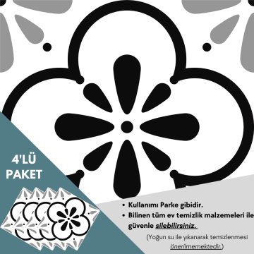 TechnoSmart 4 Adet 30cm×30cm Kendinden Yapışkanlı LVT Zemin Duvar Kaplama Mutfak Banyo Karo Sticker